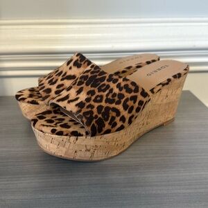 Leopard Platform Wedge Slide
